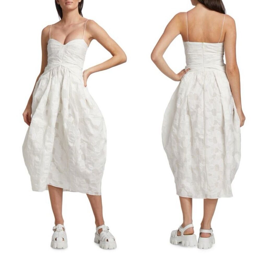 NWT CECILIE BAHNSEN Jeorge Jacquard Bustier Midi-Dress Size 6 $1,820
